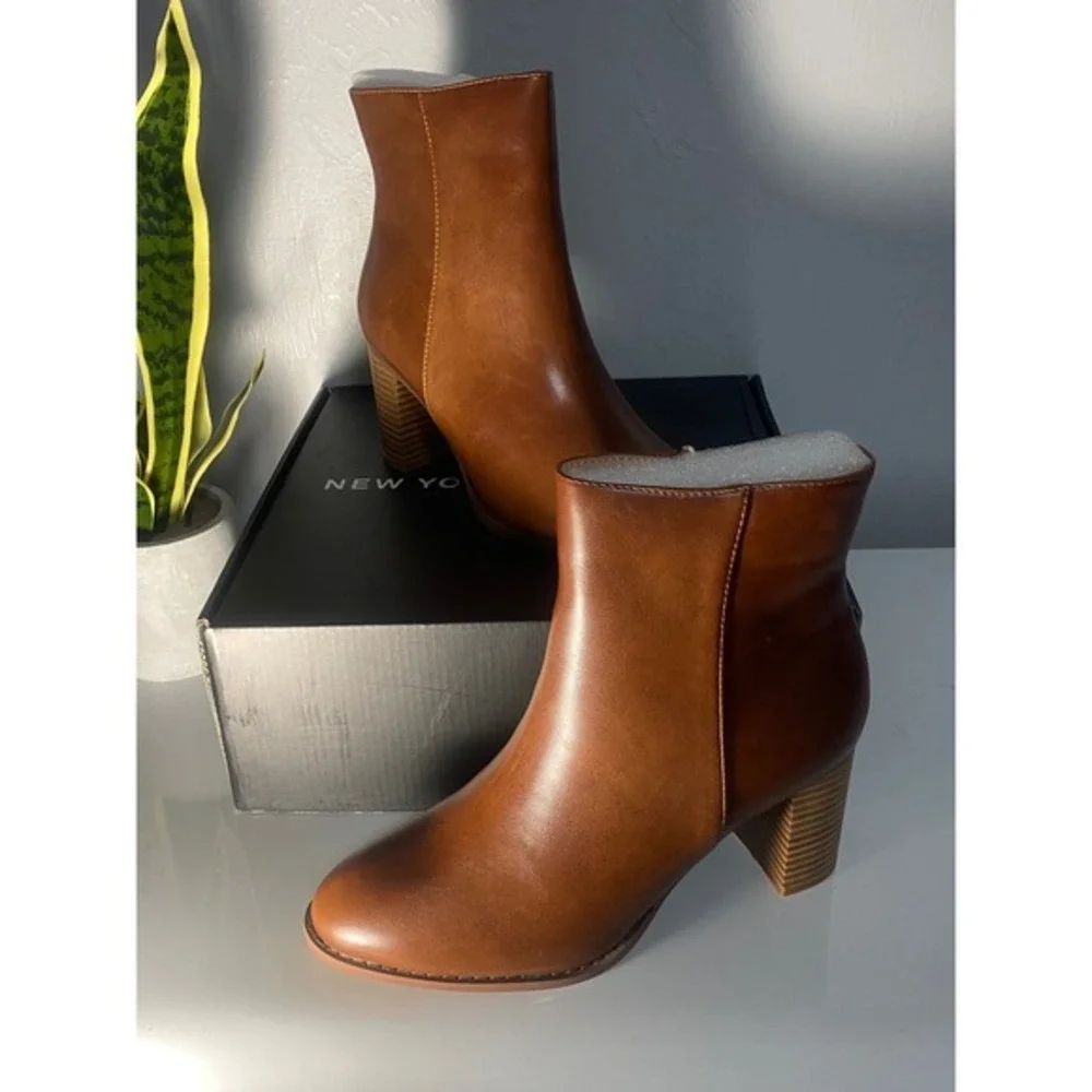 New‎ York & Company Jadyn Dark Cognac Ankle Boots NYC-A24-57 Size 8.5